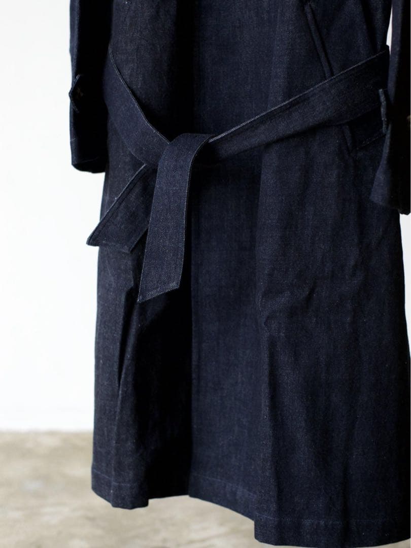 【美品】Sillage デニムロングコート　ワンウォッシュ　タイロッケンコート