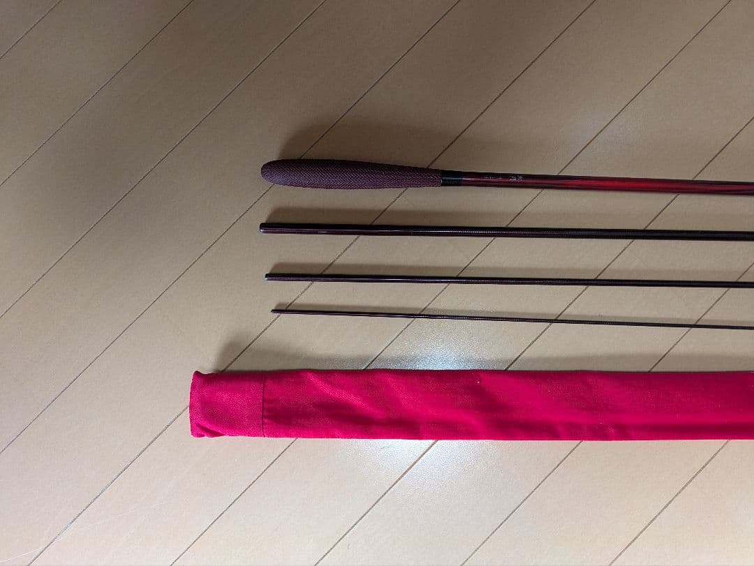 ヘラブナ竿 赤 ロッドケース付き