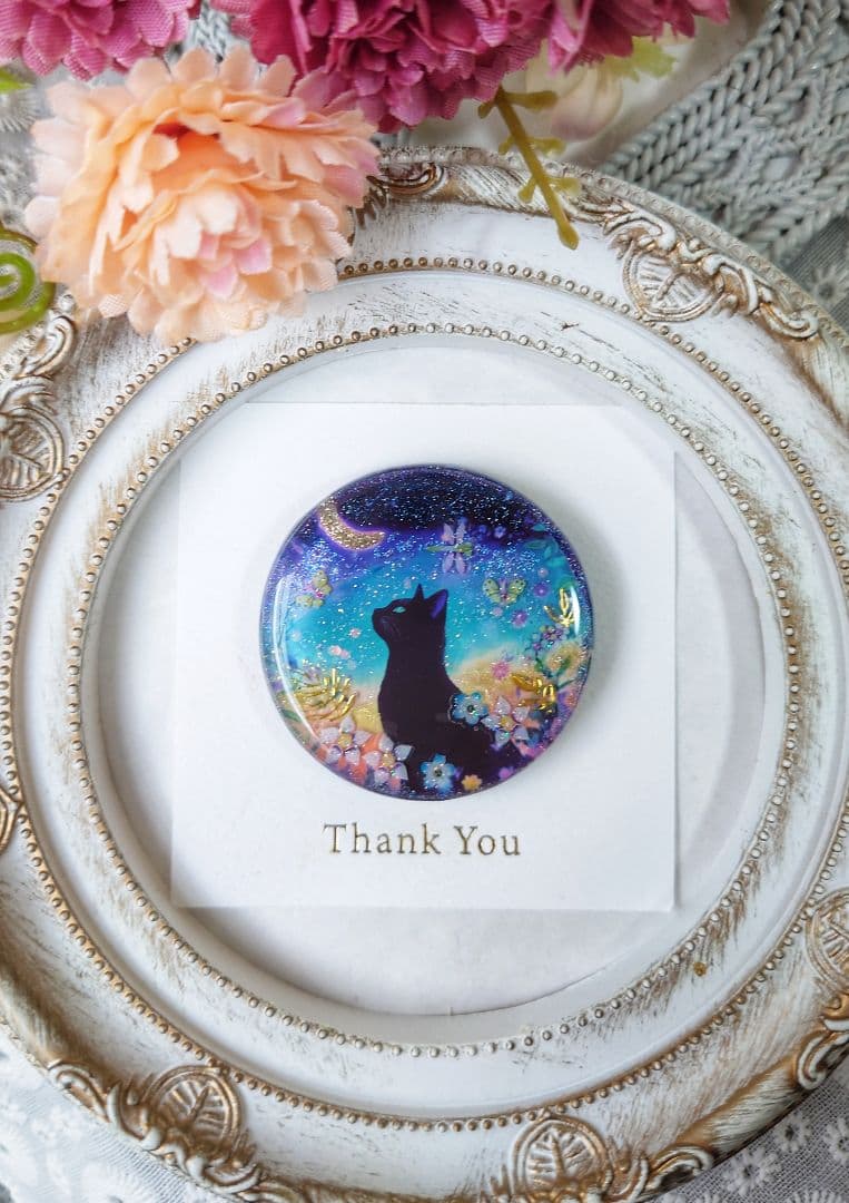 レジン　猫　ヘアゴム　ブローチ　ポニーフック　No.288