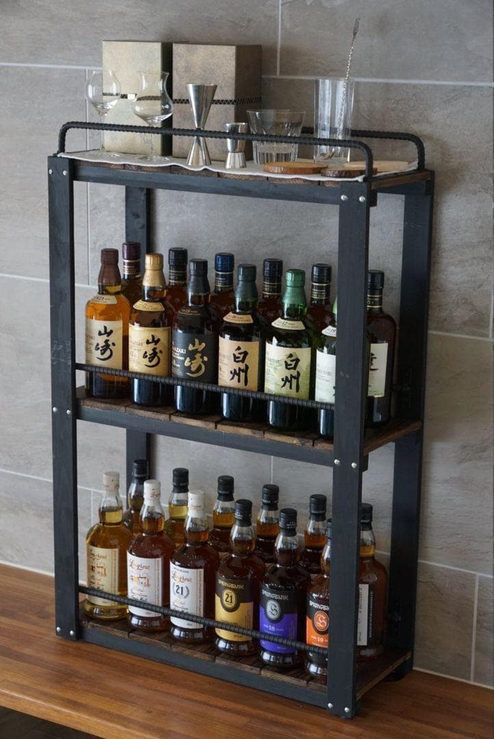 ウィスキーラック　男前インテリア　棚　インダストリアル　収納　お酒　多肉 111