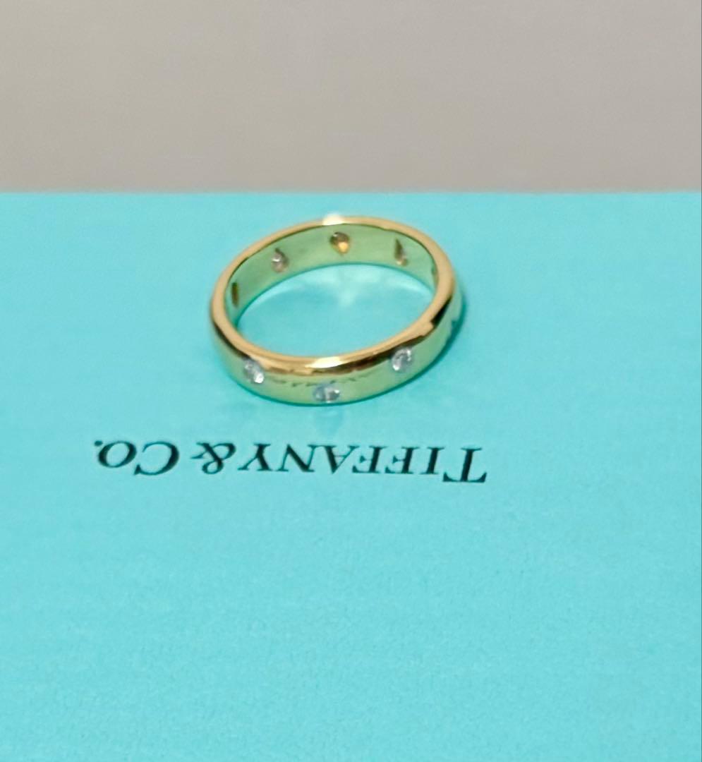 ティファニードッツリング k18イエローゴールド、プラチナ950、ダイヤ #50