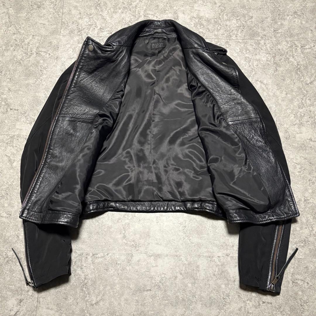 DIESEL ディーゼル　ダブルライダース レザー　切り替え　希少デザイン　S