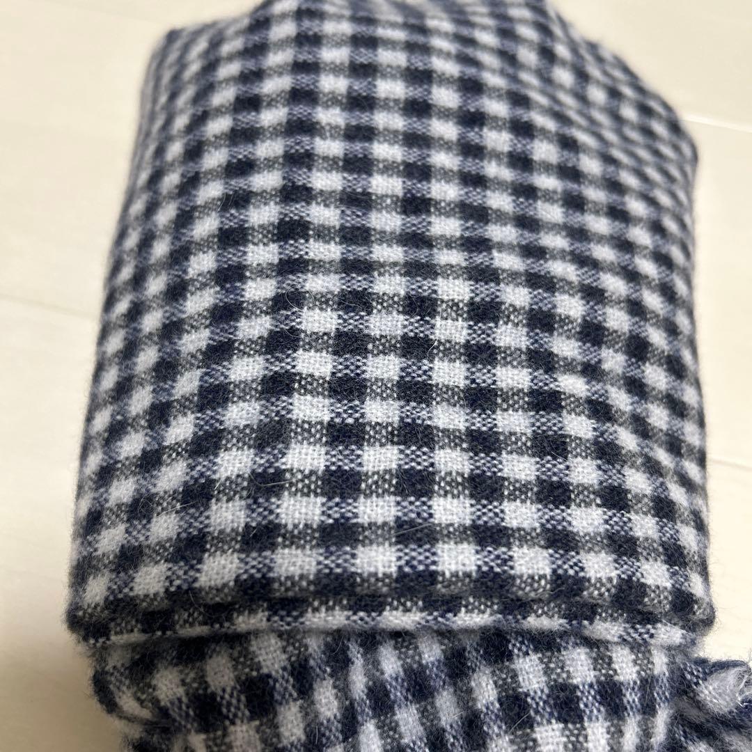 Drake's マフラー チェック柄 ラムズウール、アンゴラ