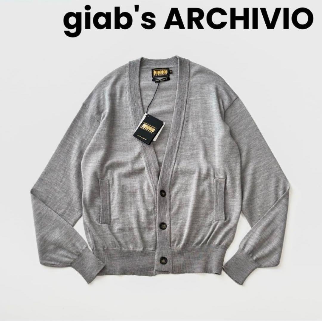 ★春先最適新品giab's ジャブス ゴールド ウール ニット カーディガン48