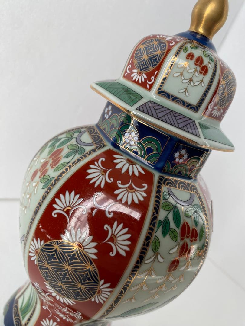 新品同様◆未峰窯 古伊万里 色絵金彩 金襴手様式 沈降壺 將軍壺 沈香壺