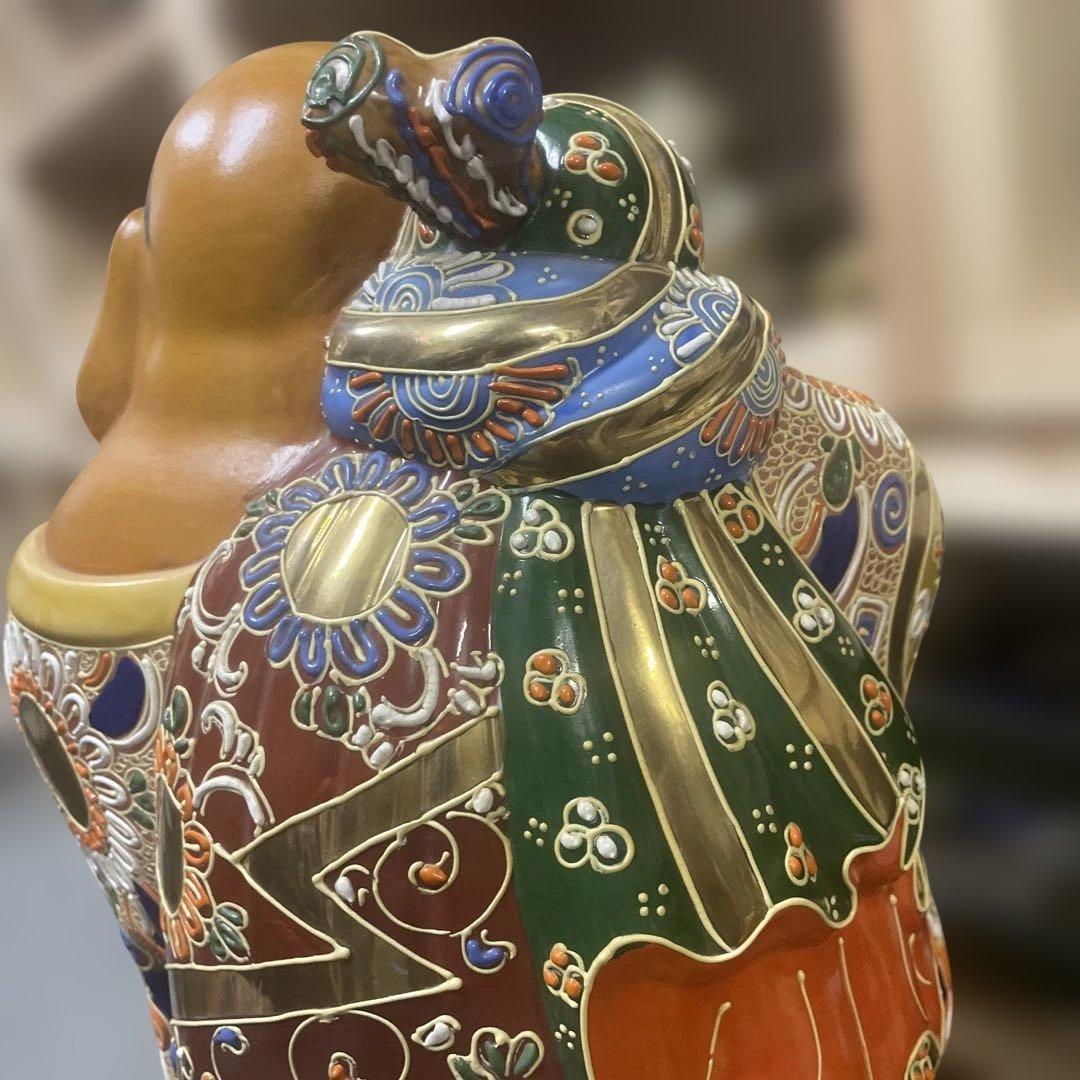 九谷焼布袋像　金彩大型　七福神 古美術品　日本美術　アンティーク 骨董　石川県