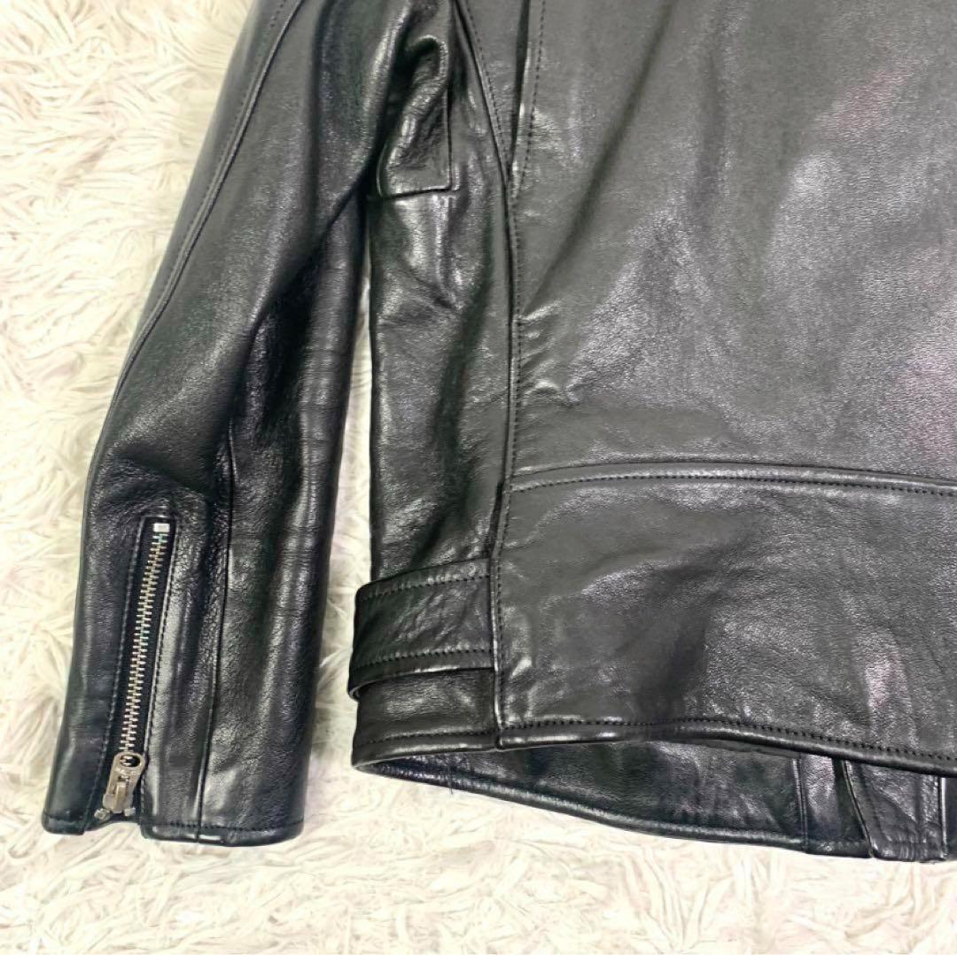 ビューティフルピープル ダブル レザージャケット ライダース ラムレザー 黒