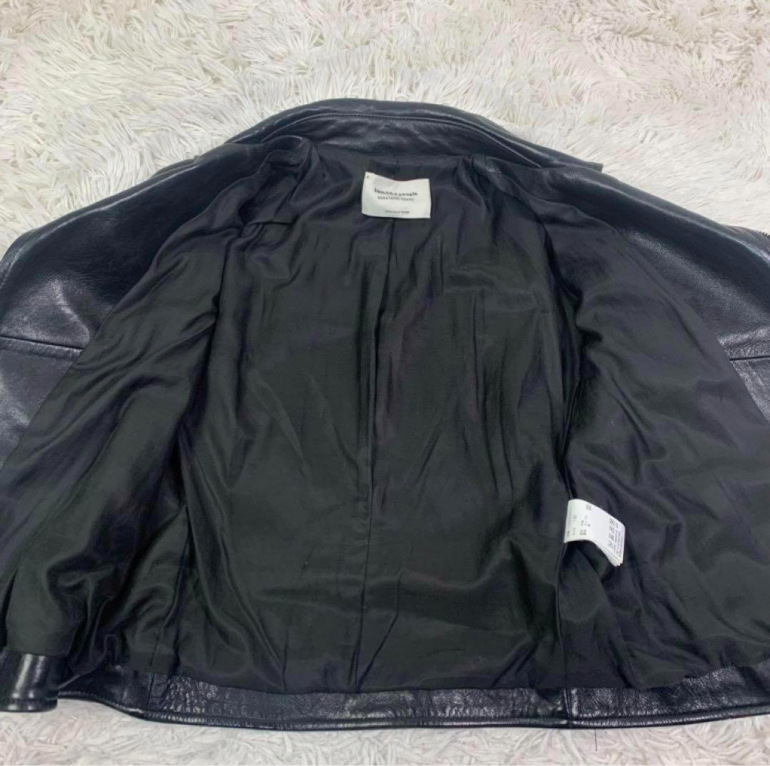 ビューティフルピープル ダブル レザージャケット ライダース ラムレザー 黒