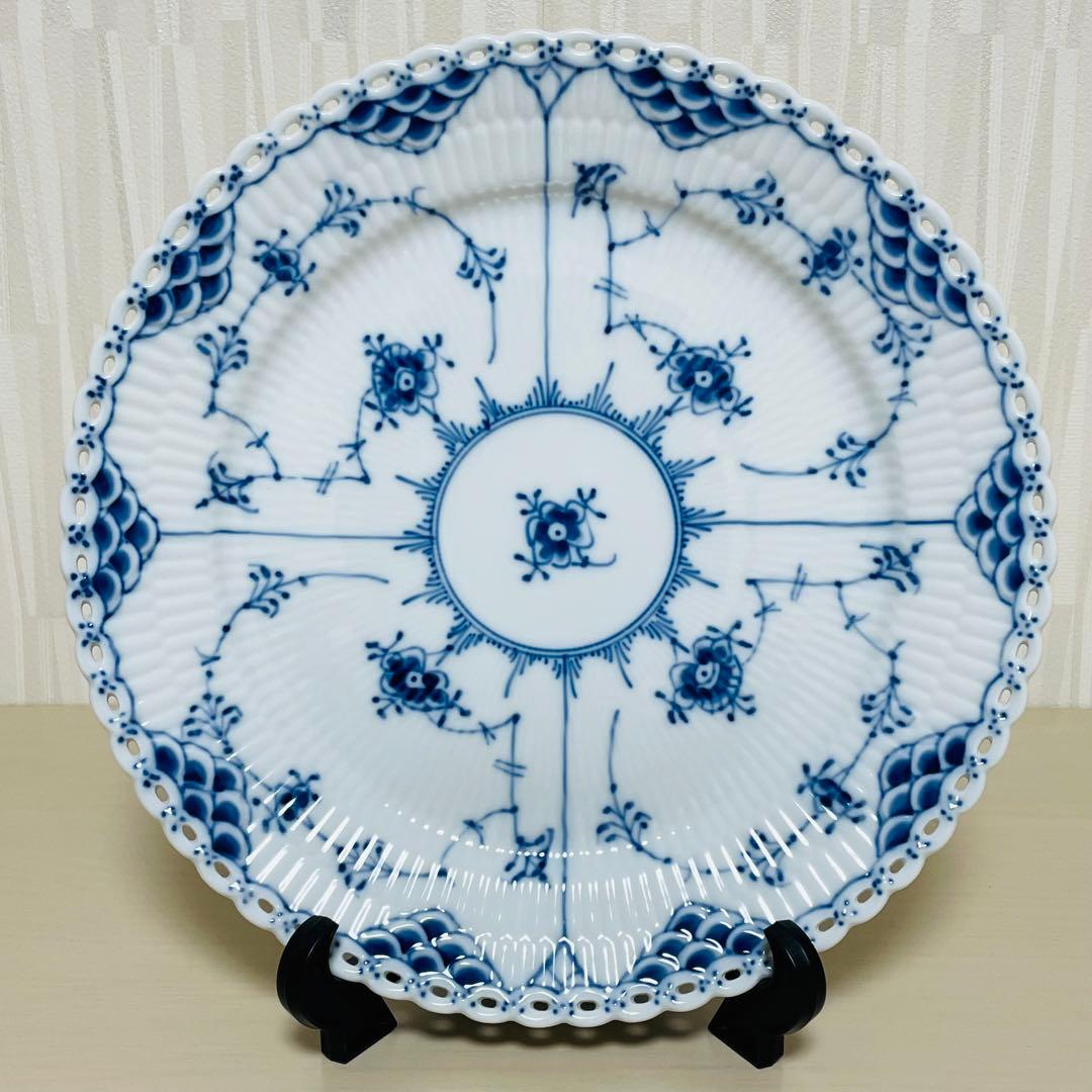 ロイヤルコペンハーゲン ブルーフルーテッド フルレース 皿 プレート ペア 2枚