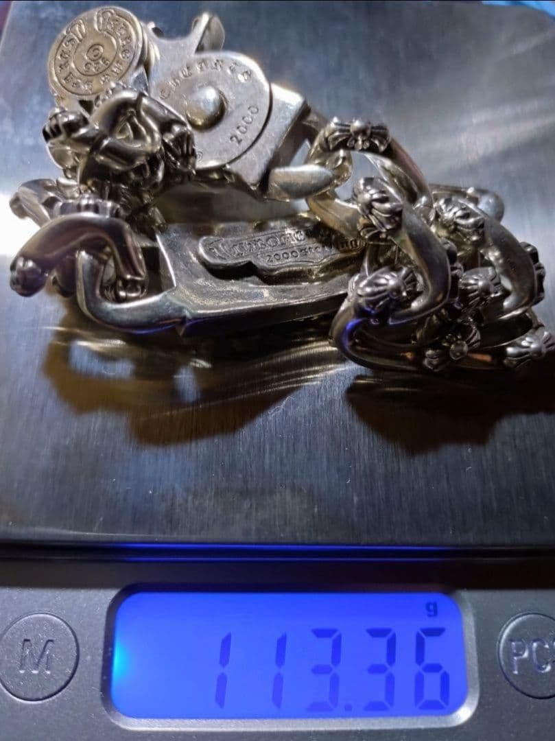 silver 925 メンズ クロスブレスレット フローラル 刻印有り 22cm