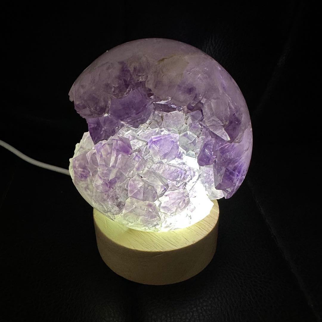 天然石アメジストの笑い口　置物　スフィアD.77