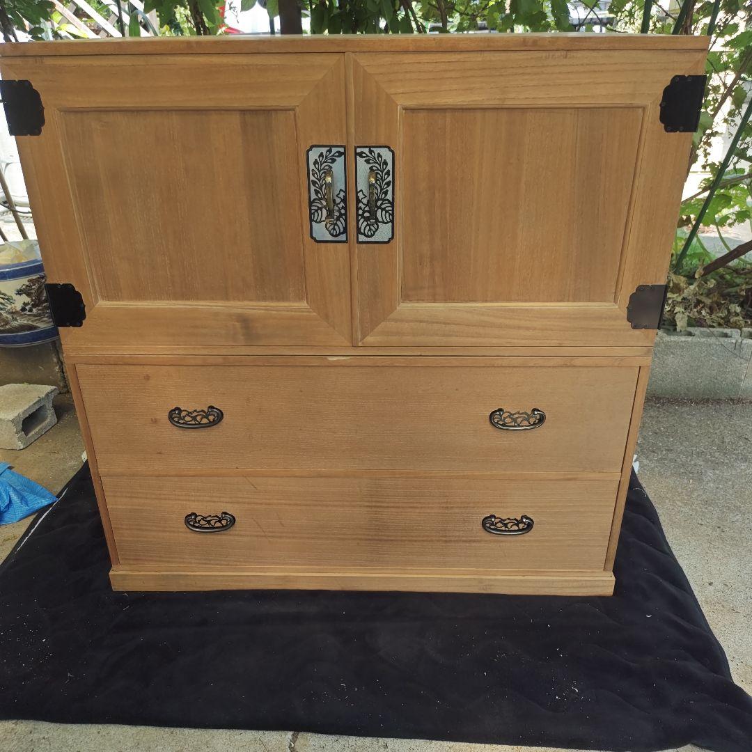 昭和レトロ☆高級 総桐箪笥 飾り金具 和箪笥 着物箪笥☆2分割 当時物