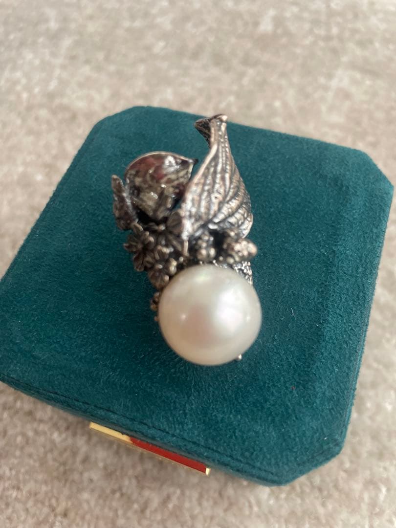 原岡ケンゾ先生ハンドメイド　 真珠付き リング