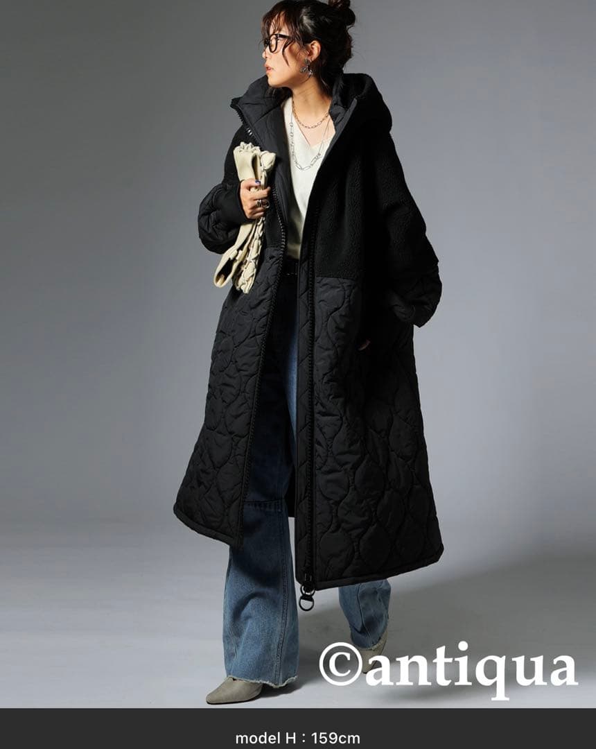 antiqua アンティカ ♡ ビッグファスナーロングコート