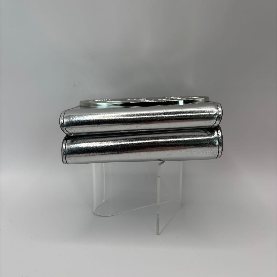 DIESEL 三つ折り財布　シルバー　1DR サークルロゴ　ウォレット　Dロゴ