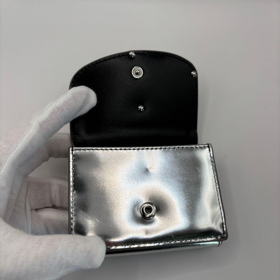 DIESEL 三つ折り財布　シルバー　1DR サークルロゴ　ウォレット　Dロゴ