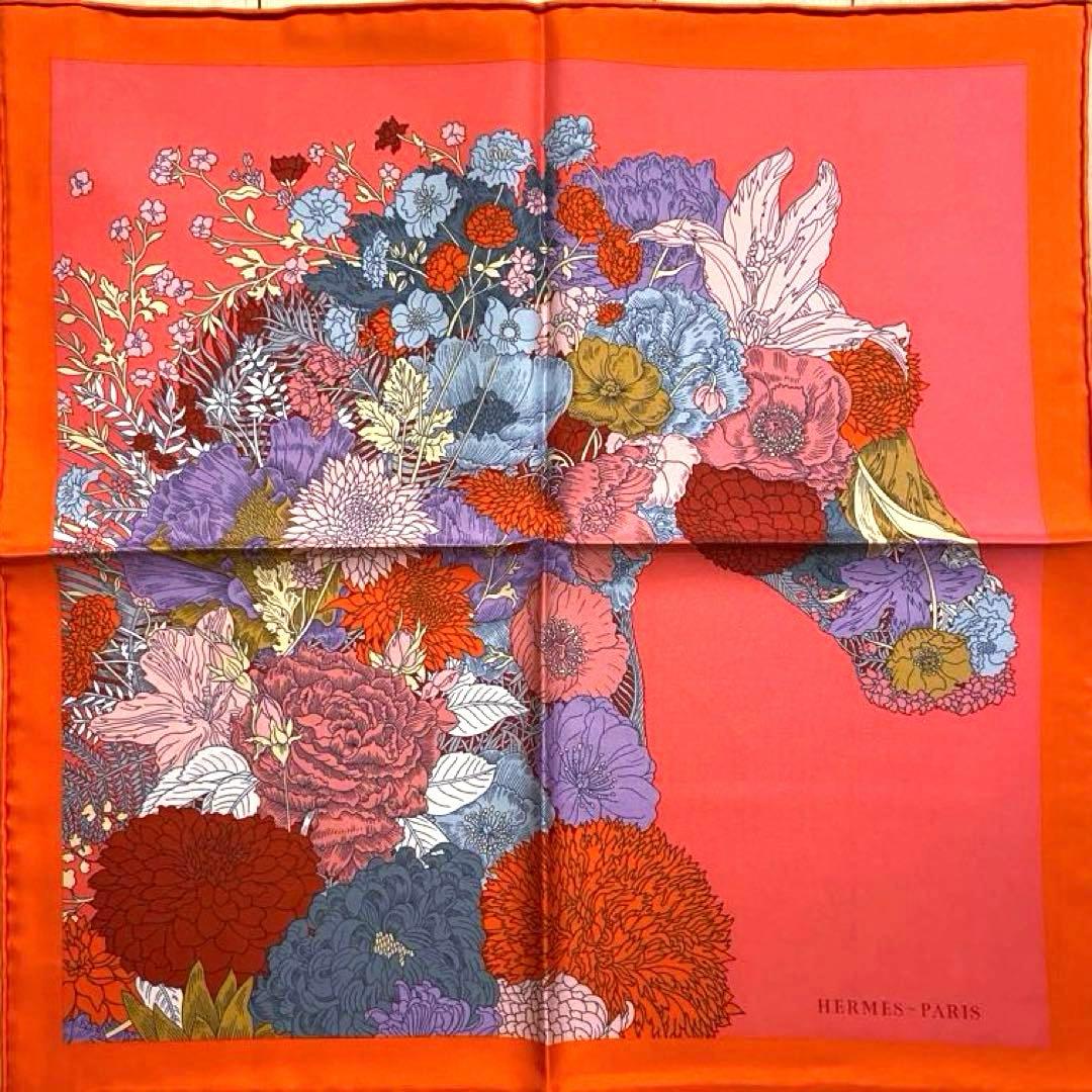 新品未使用 ピンク 花柄 エルメス シルクスカーフガヴロッシュ ローブレジェール