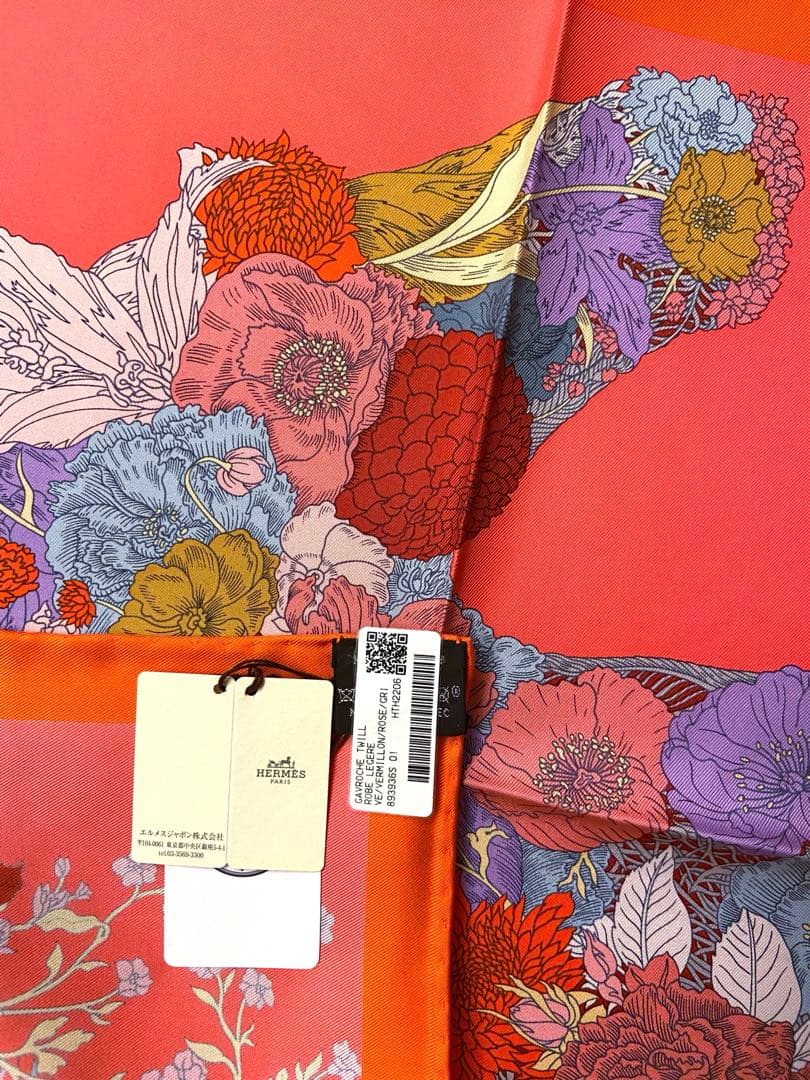 新品未使用 ピンク 花柄 エルメス シルクスカーフガヴロッシュ ローブレジェール