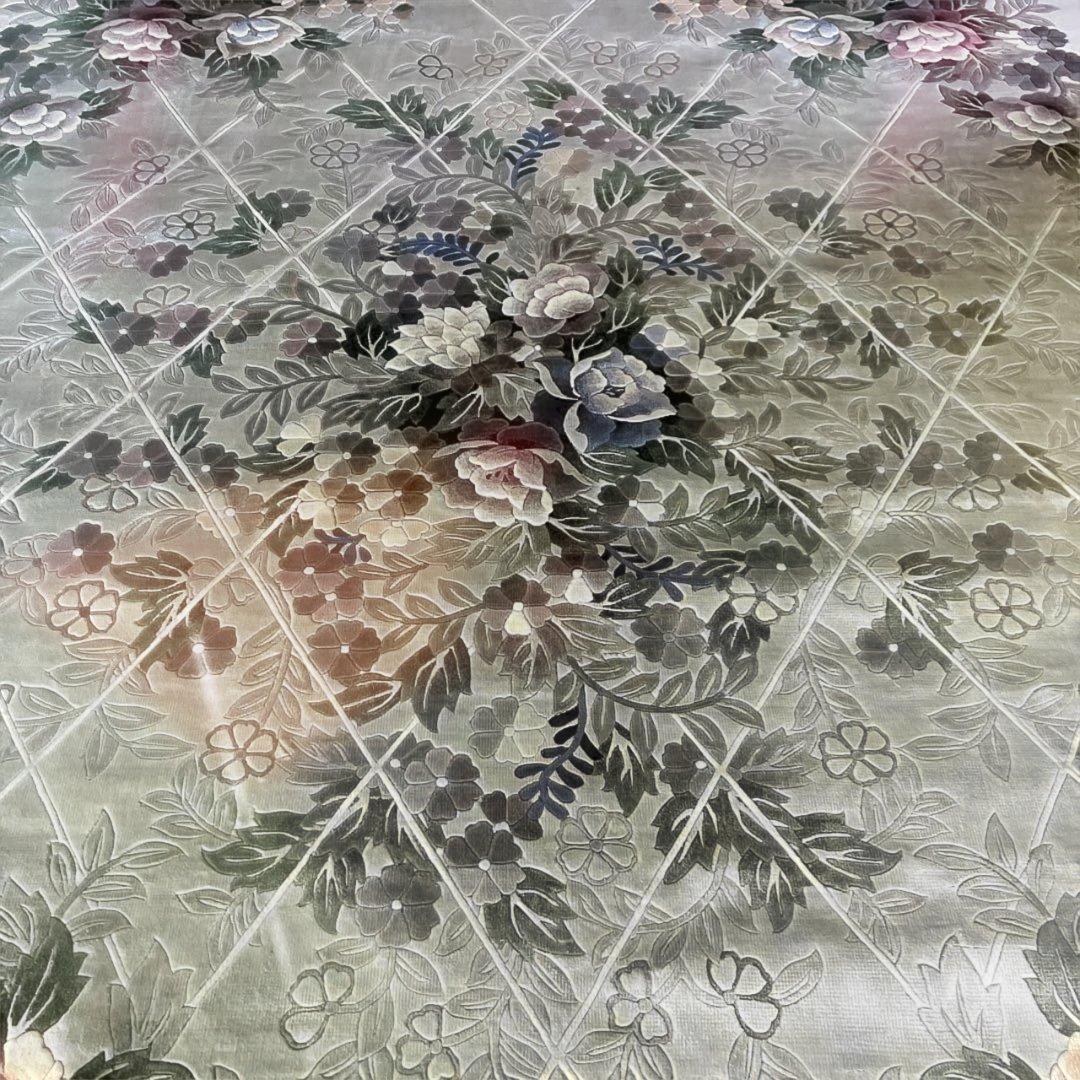 【美品】エクセルヒューマン購入　高級じゅうたん6畳　中国シルク　花柄カーペット