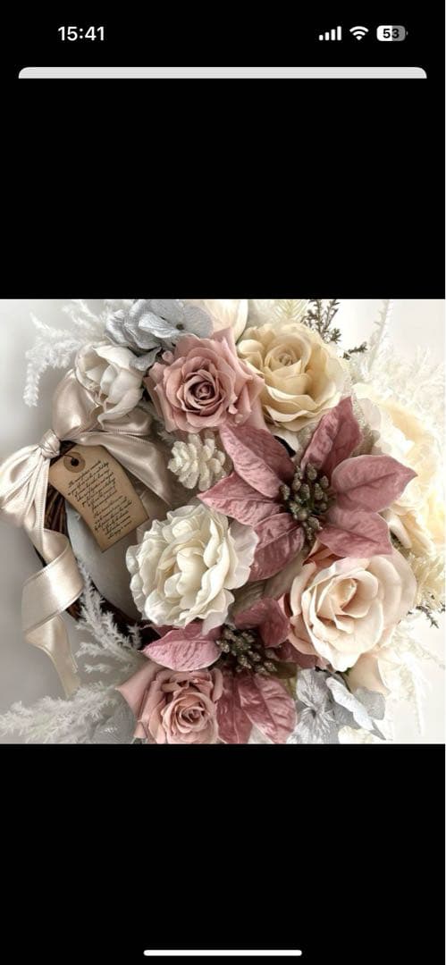 ＊ぷりこて　フラワーリース＊　特大　ダリアとユーカリのナチュラルリース