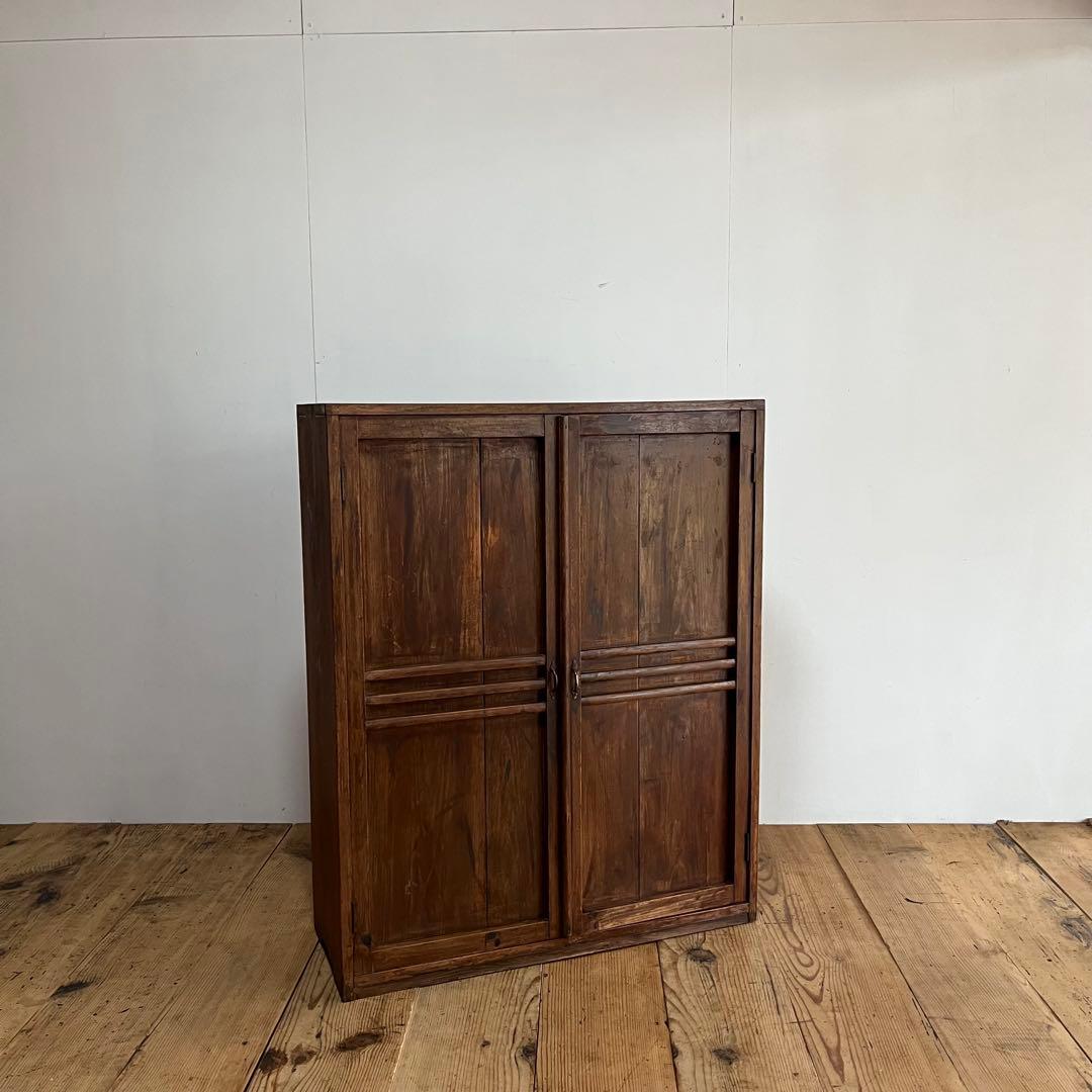 アンティーク 木製 チェスト 棚 食器棚 本棚 無垢材 カウンター