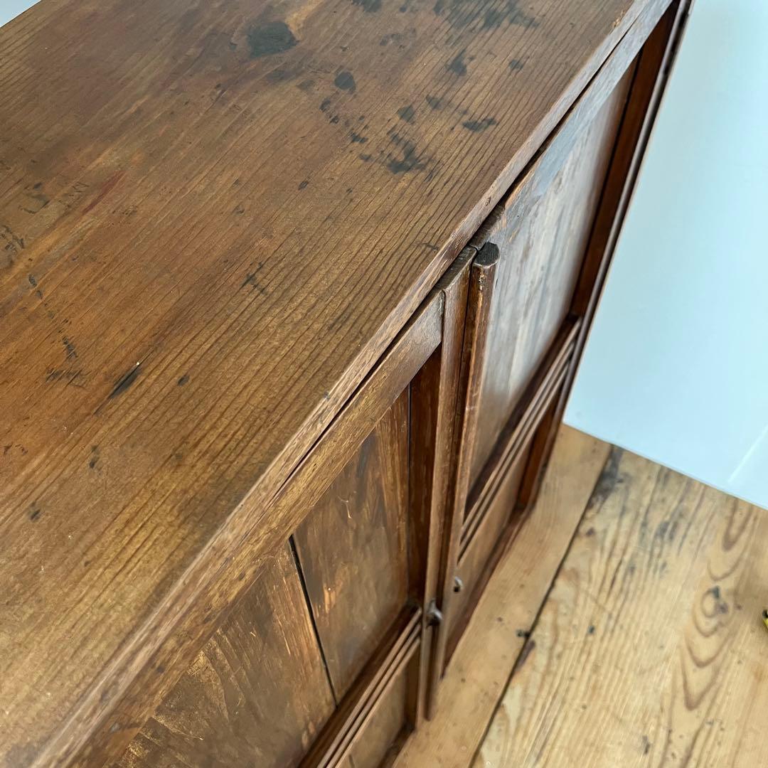 アンティーク 木製 チェスト 棚 食器棚 本棚 無垢材 カウンター