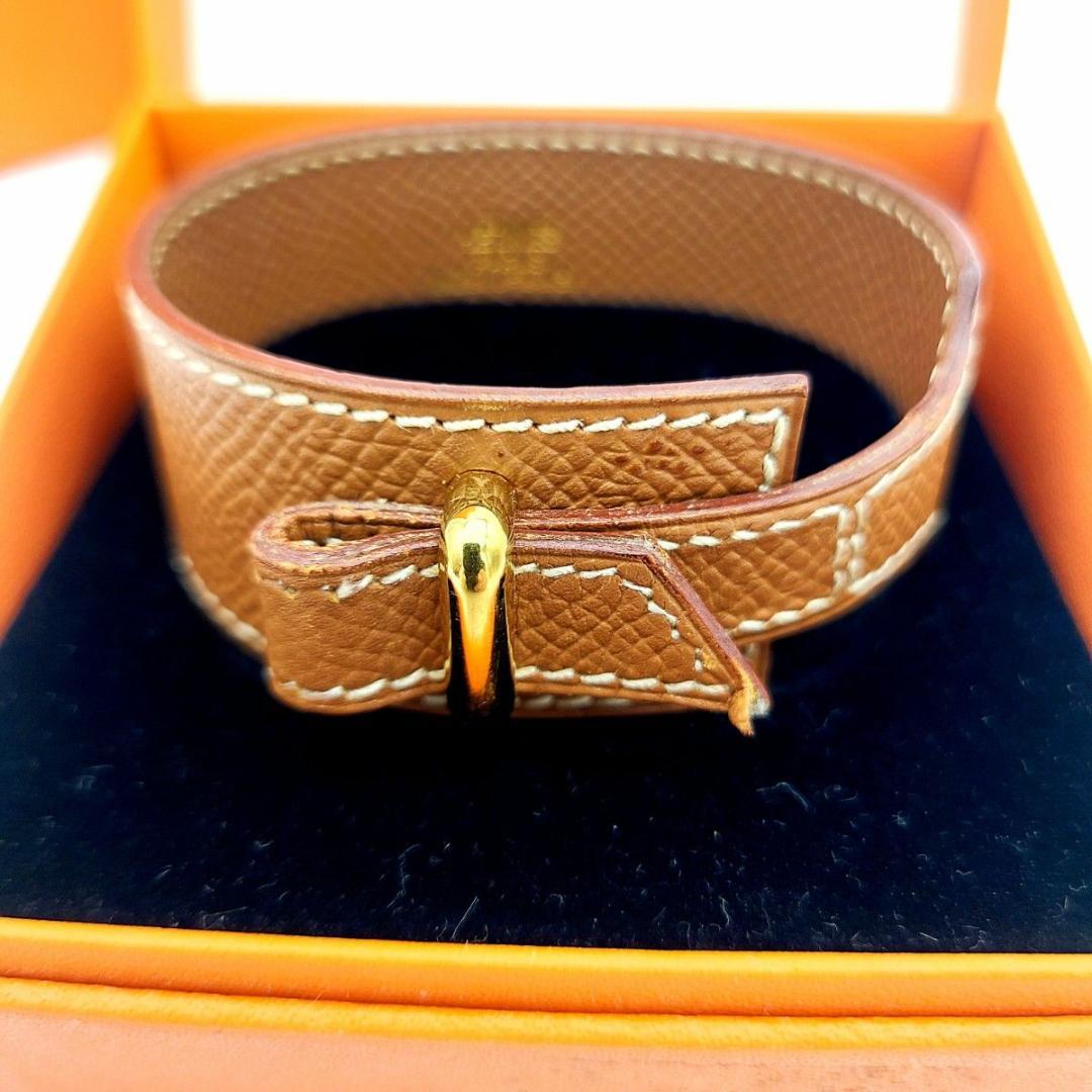 HERMES エルメス ブレスレット 本革 バングル 金具 箱付