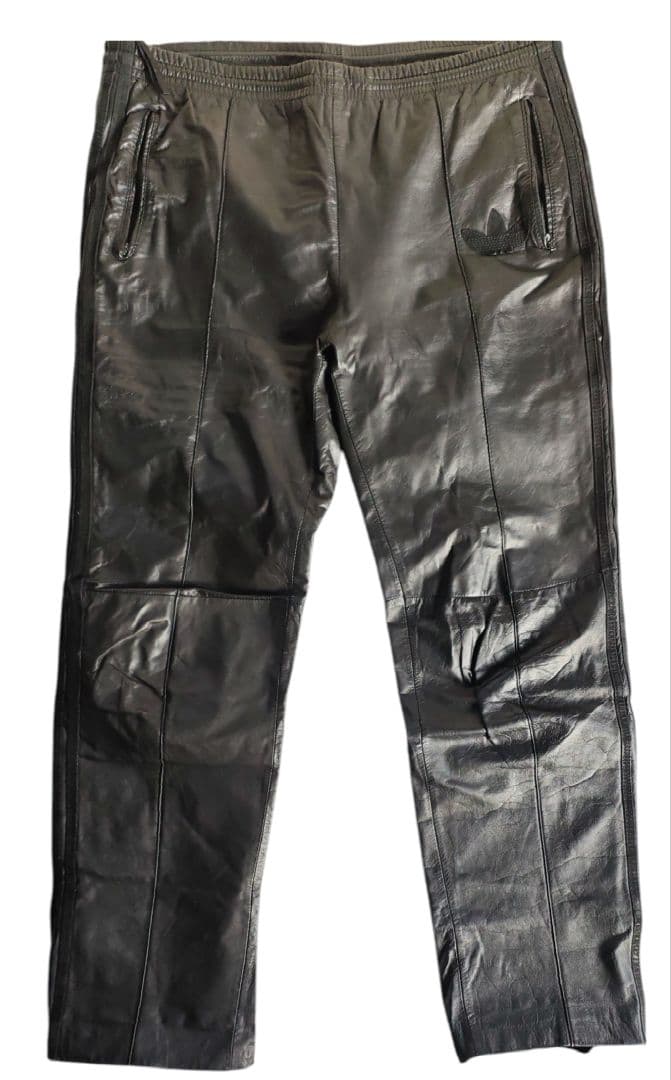 adidas レザーパンツ ヴィンテージ 90s RUN DMC オールブラック