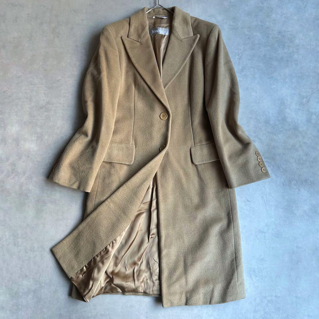 マックスマーラ 銀タグ チェスターコート ロング シングル ベージュ L