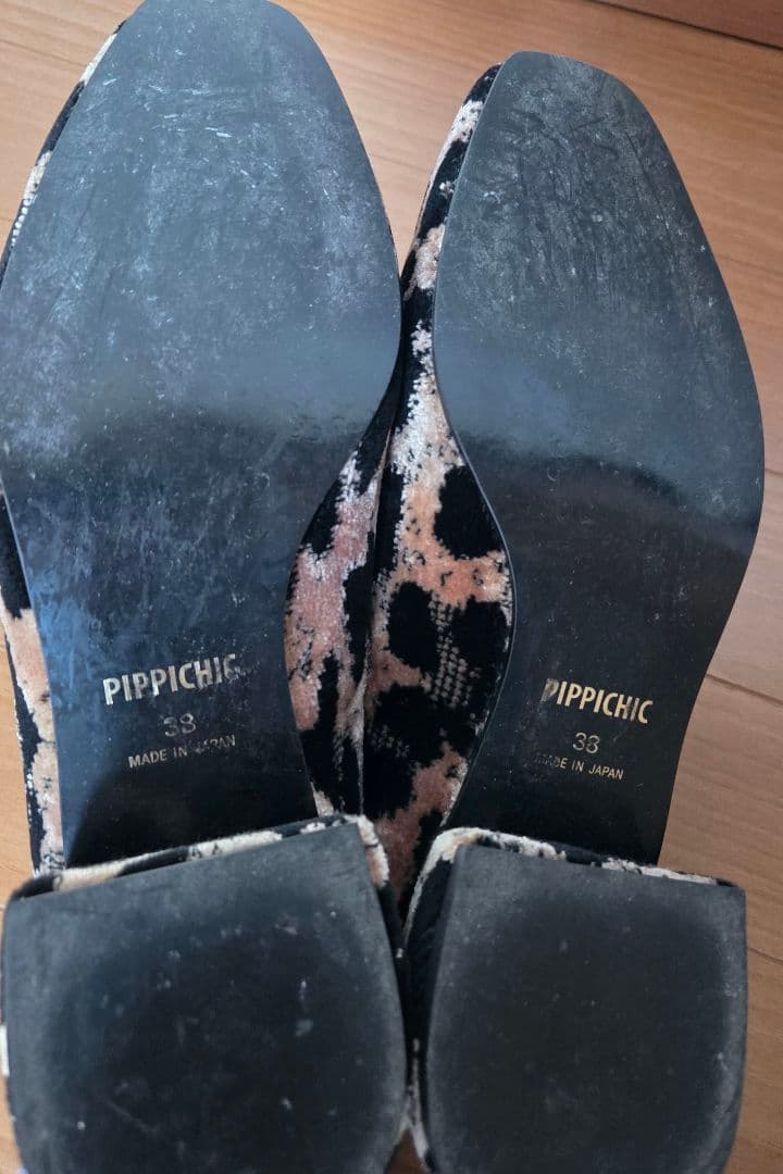 PIPPICHIC　25cm　サイズ38 レオパード スリッポン パンプス