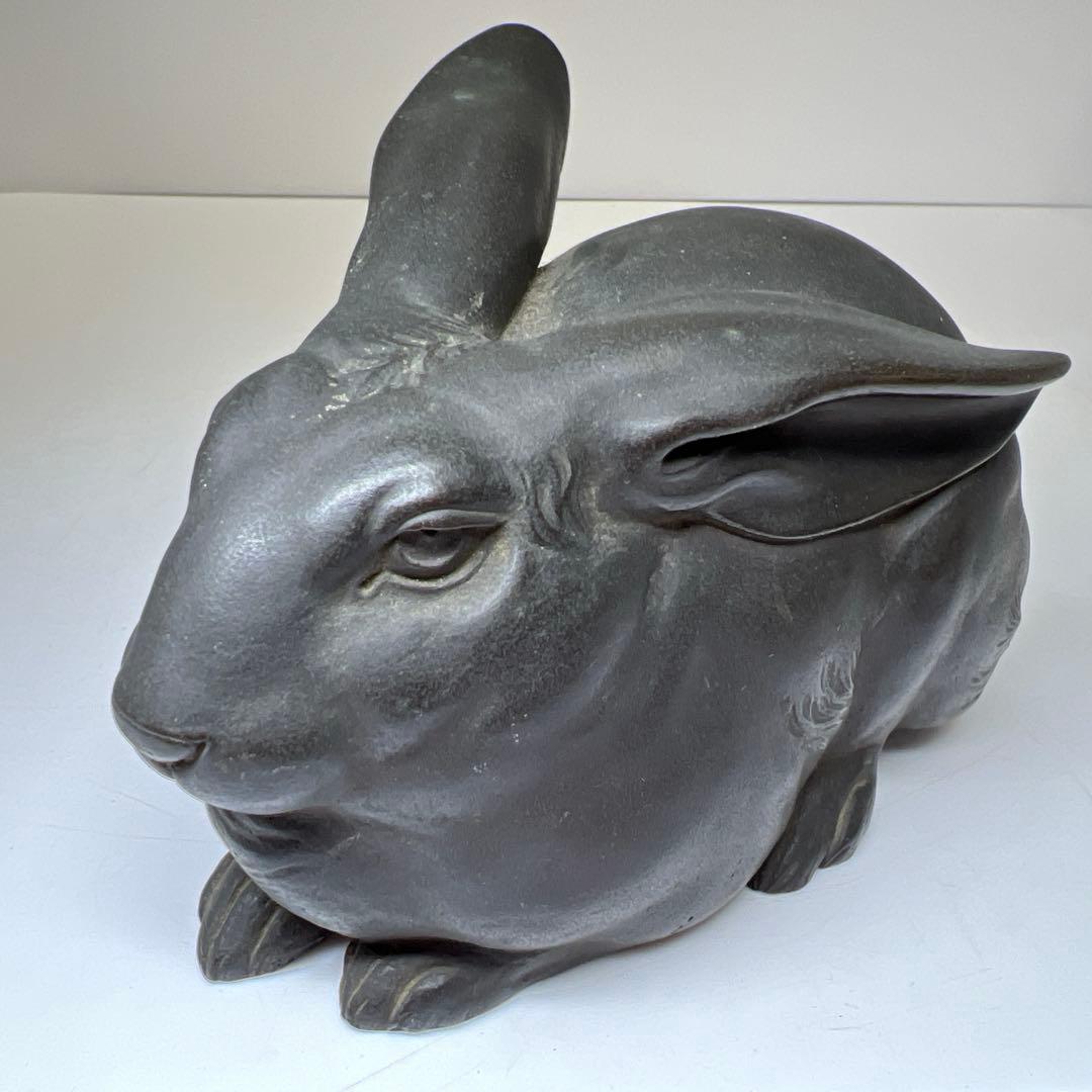 専用　義勝在銘　ブロンズ銅製ウサギ置物　1491g 東Y8-0130☆2Fトヒカ