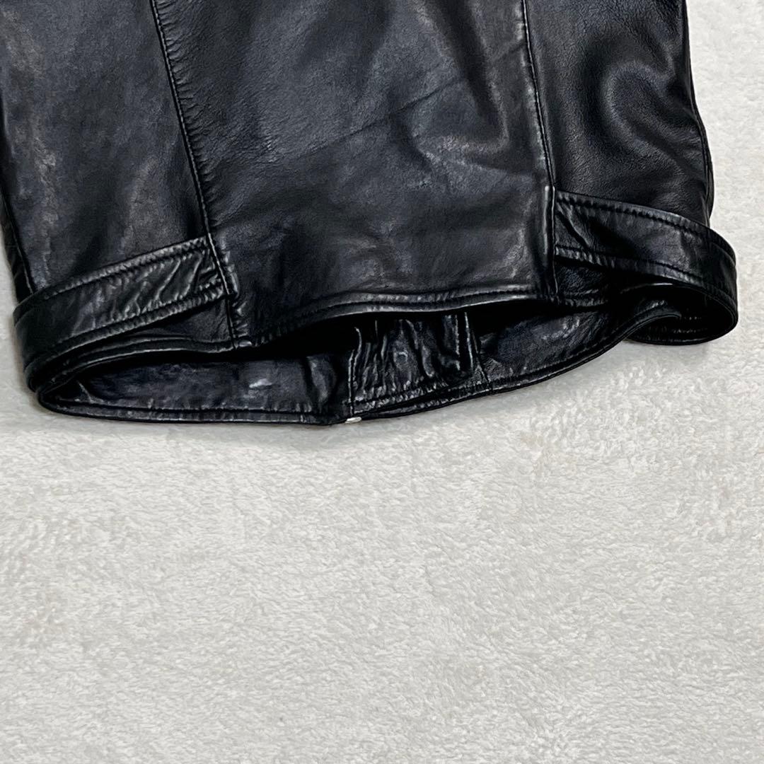 『オールセインツ』ダブルライダースレザージャケット 羊革 UK10 バイカー