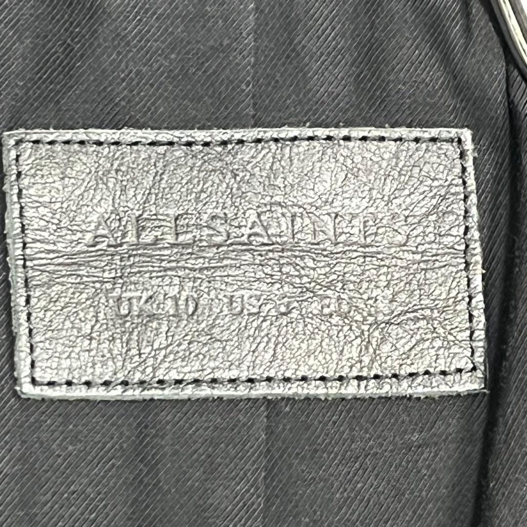 『オールセインツ』ダブルライダースレザージャケット 羊革 UK10 バイカー