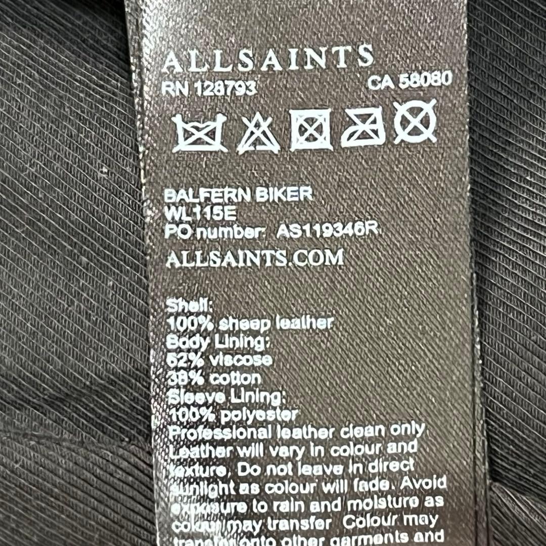 『オールセインツ』ダブルライダースレザージャケット 羊革 UK10 バイカー