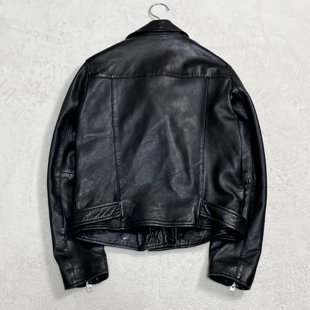 『オールセインツ』ダブルライダースレザージャケット 羊革 UK10 バイカー