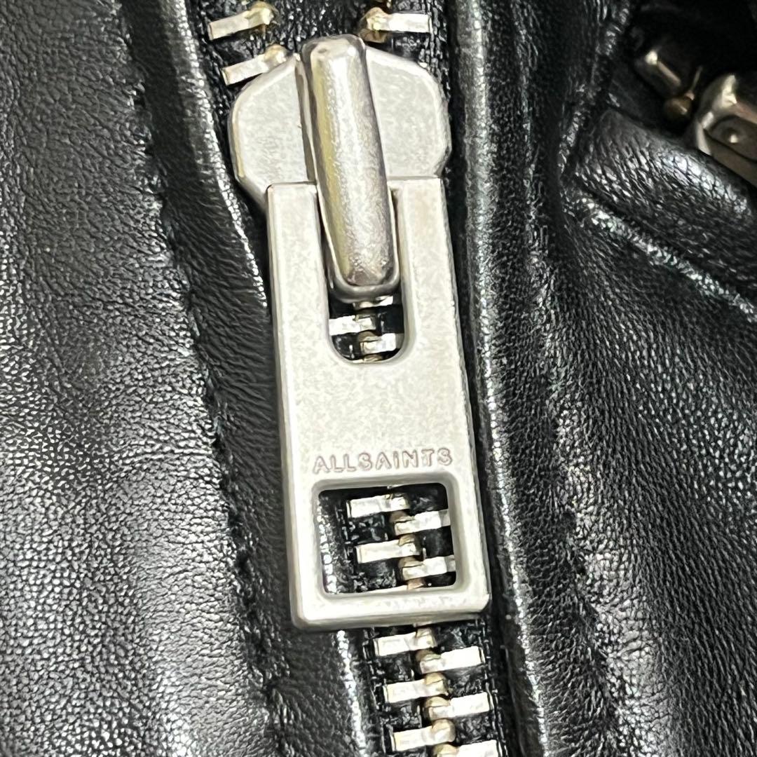 『オールセインツ』ダブルライダースレザージャケット 羊革 UK10 バイカー