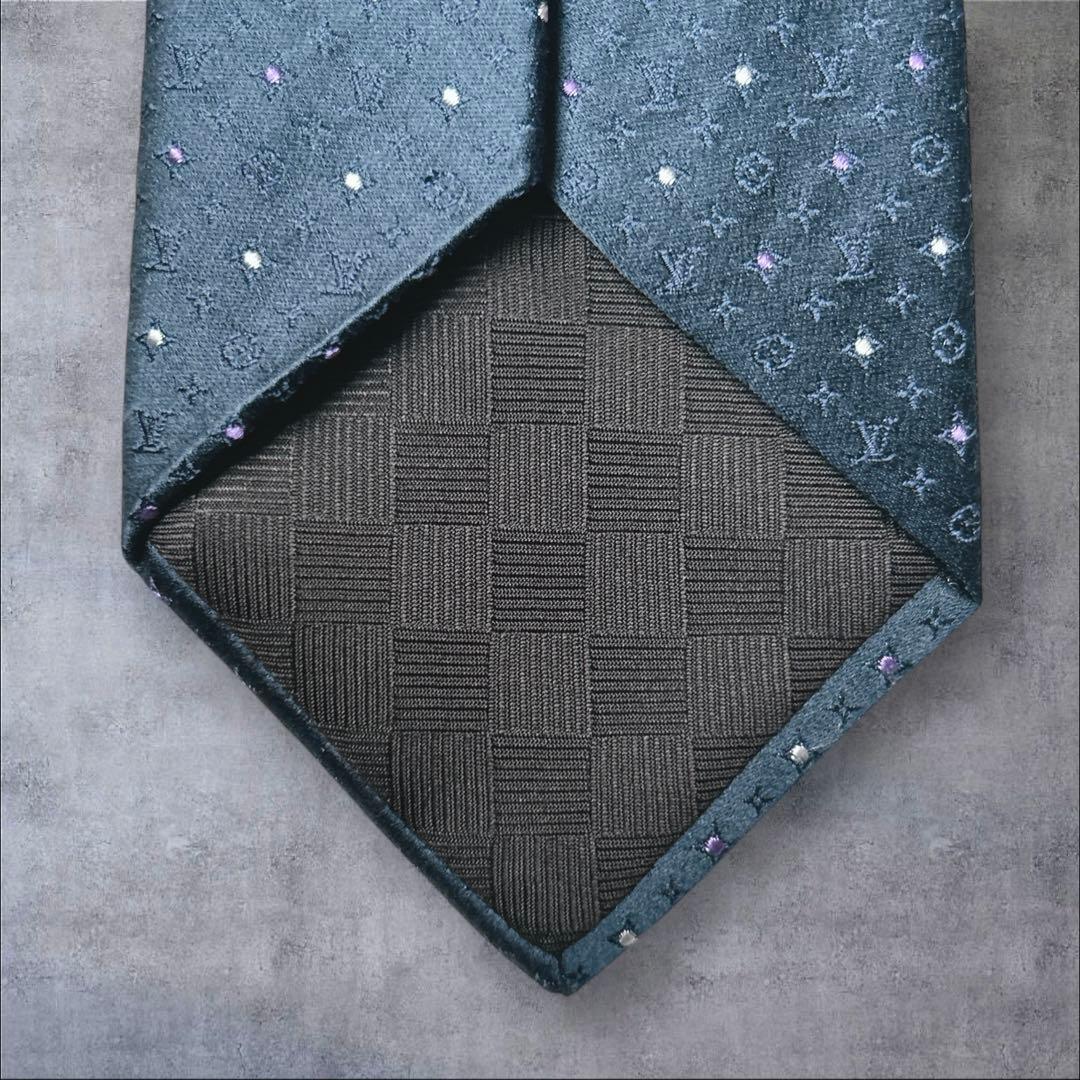 美品　LOUIS VUITTON ネクタイ　モノグラム　ネイビー　クリーニング済