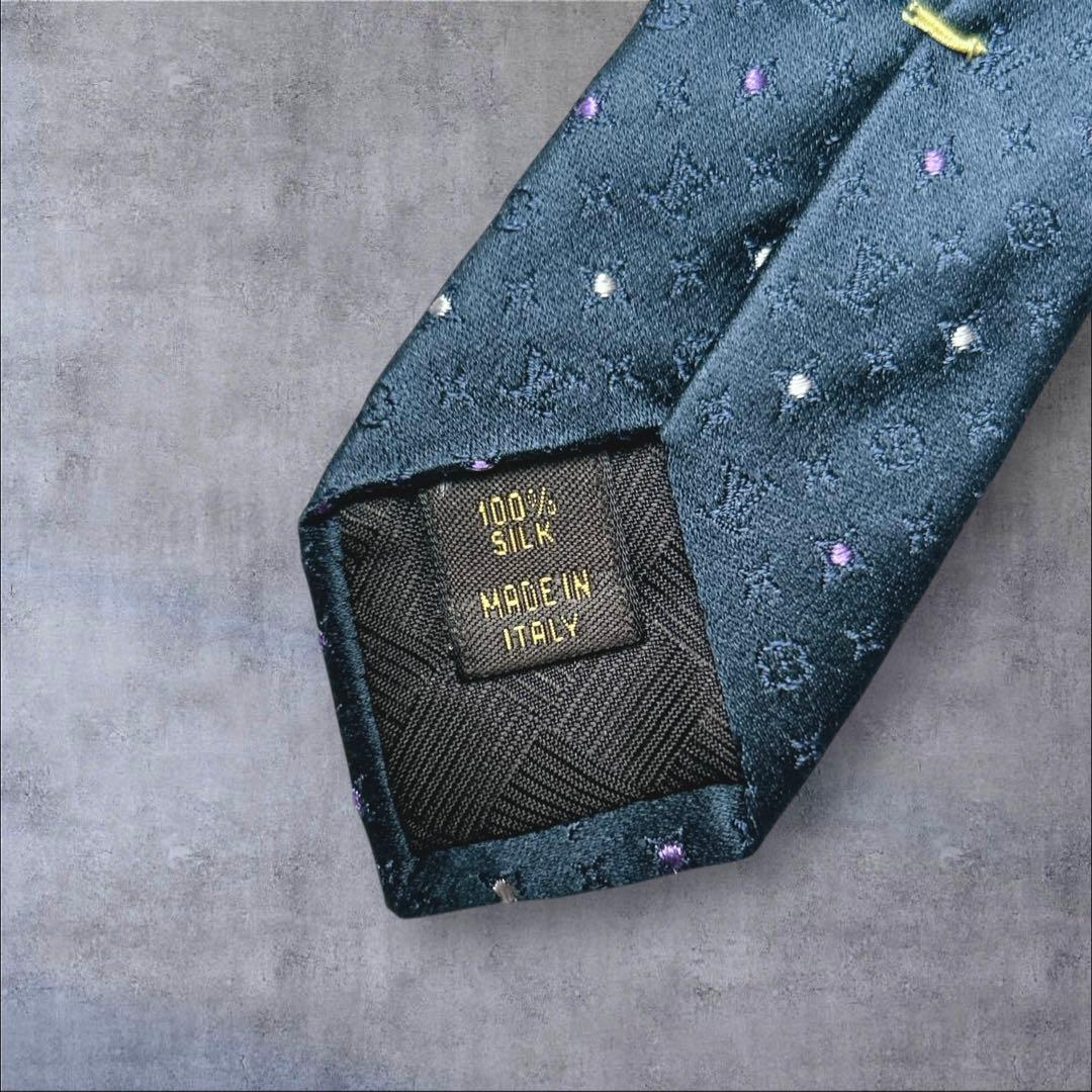 美品　LOUIS VUITTON ネクタイ　モノグラム　ネイビー　クリーニング済