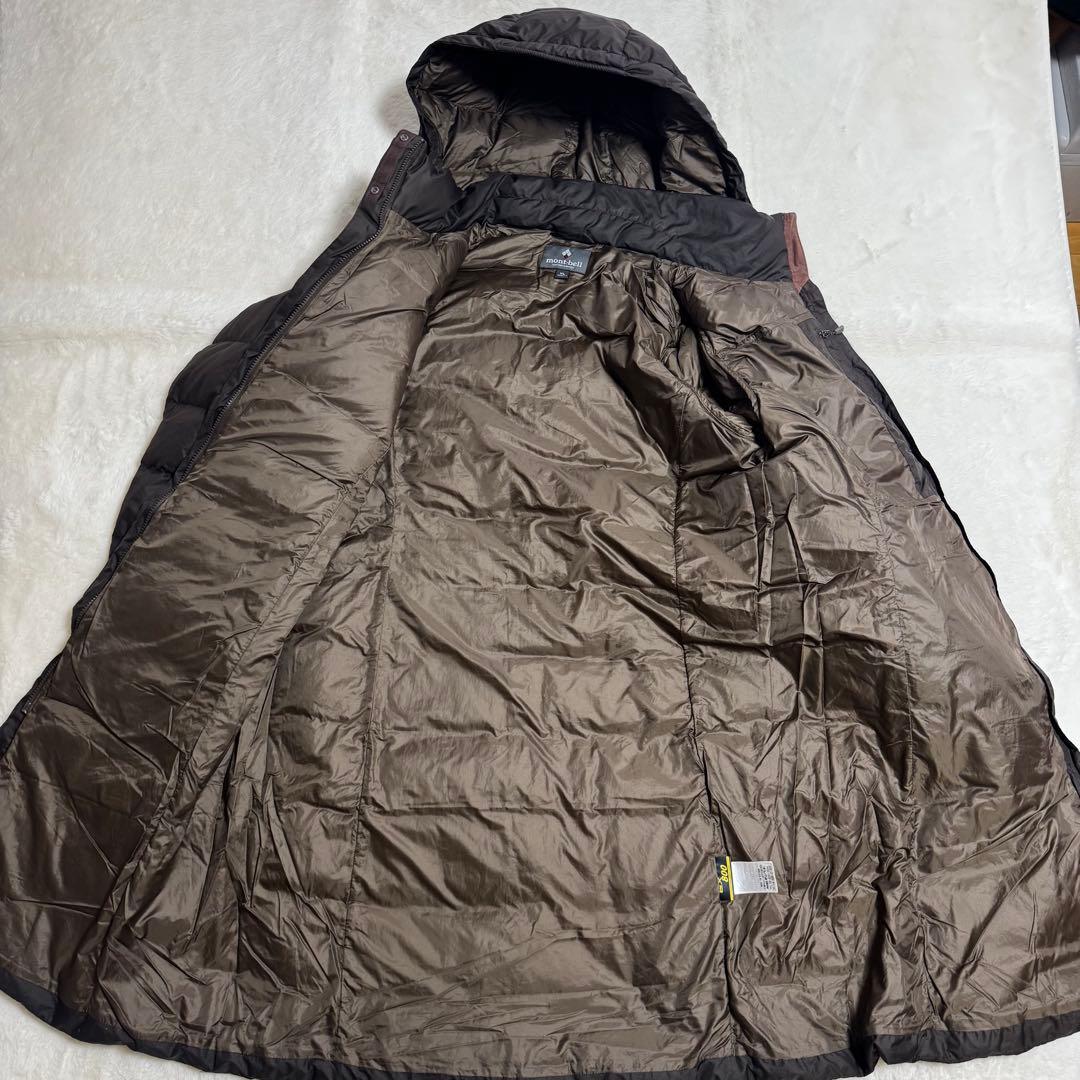 人気モンベル800FPトラベルダウンロングコートレディースXLブラウンロング丈