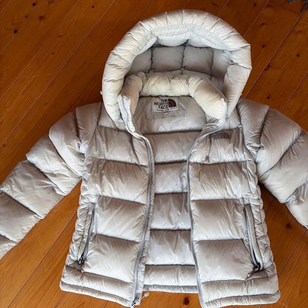 Mノースフェイスレディース800ホワイトシルバーダウンジャケットパーカー
