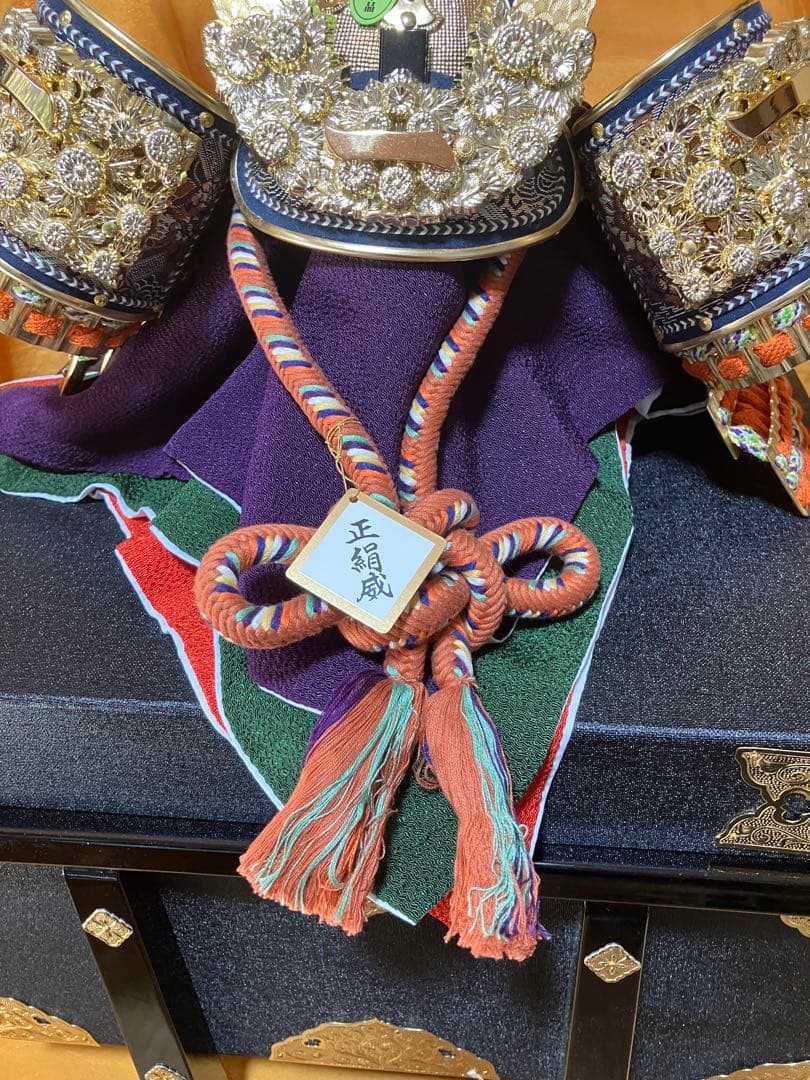 五月人形　25号　兜　美濃長鍬形　 宝石付　純金箔押木彫竜　甲冑