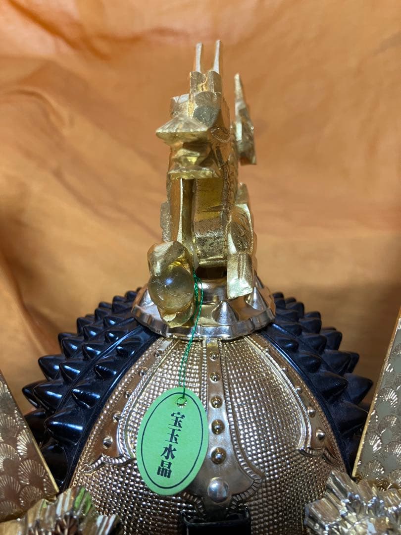 五月人形　25号　兜　美濃長鍬形　 宝石付　純金箔押木彫竜　甲冑