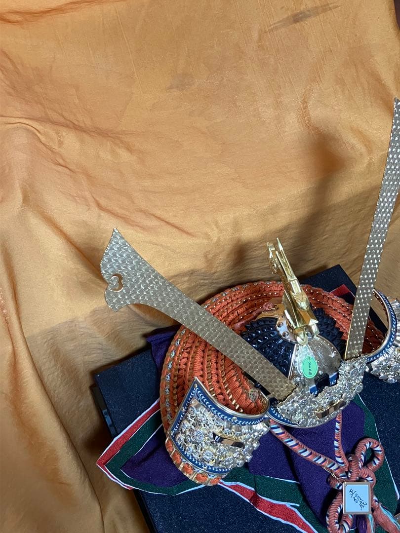 五月人形　25号　兜　美濃長鍬形　 宝石付　純金箔押木彫竜　甲冑