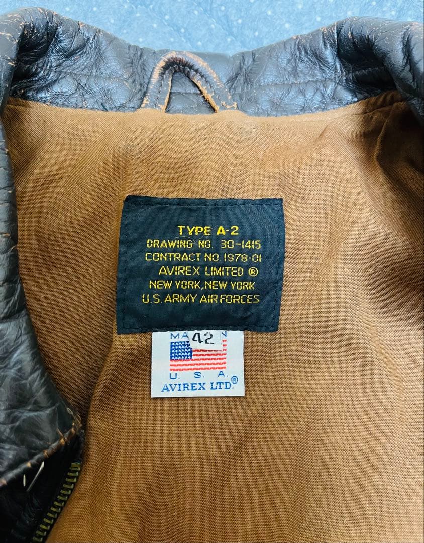 80s AVIREXA-2 レザージャケット USA製 Lサイズ茶