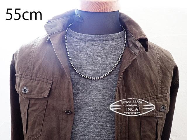 ナバホパール ビーズネックレス ロンデルミックスタイプ シルバー925