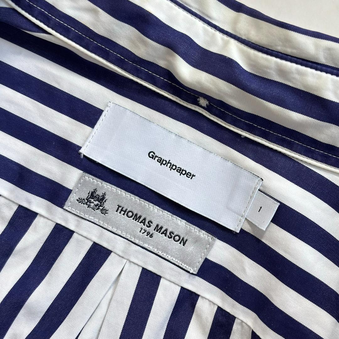 グラフペーパー トーマスメイソン 長袖シャツ ストライプ ネイビー 1 tu7