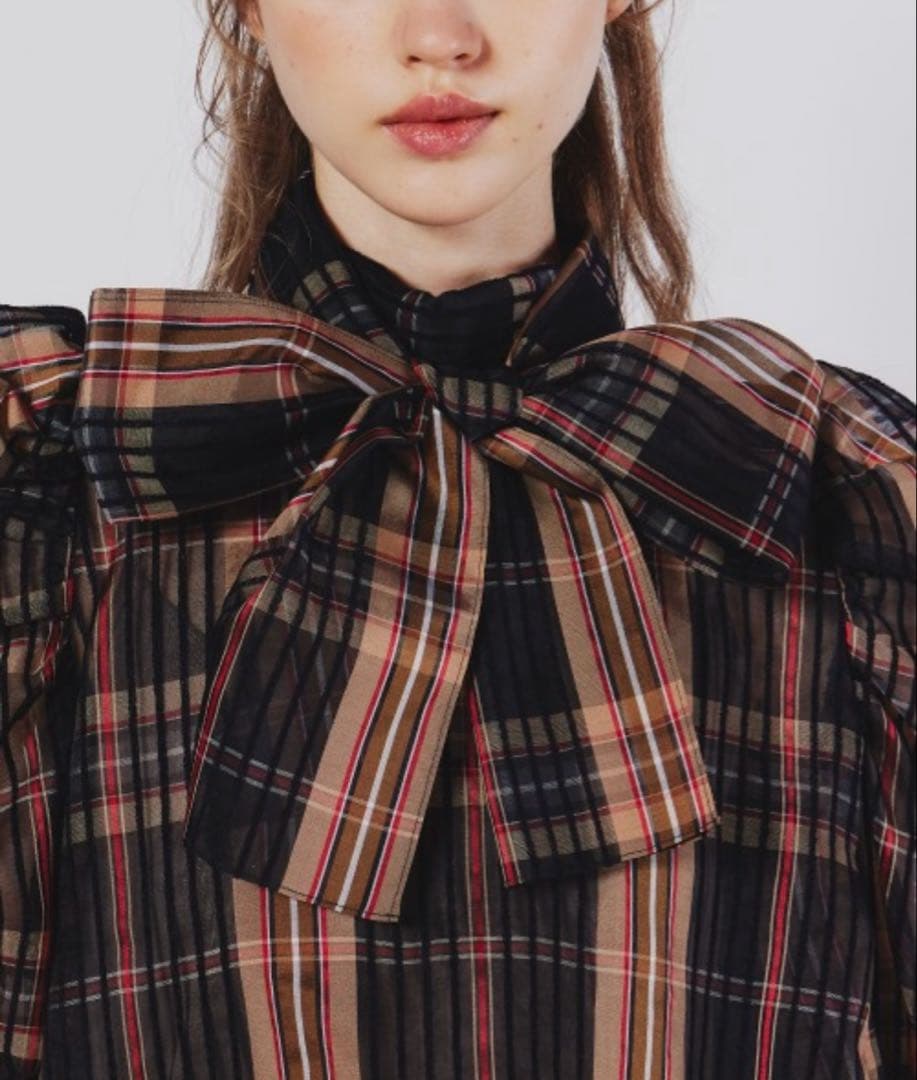 【美品✨】Sov. シルクオーガンジーチェックブラウス ダブスタ