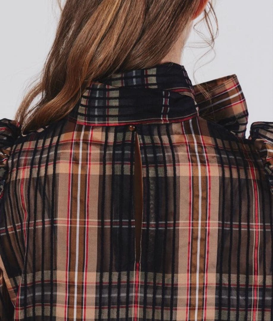 【美品✨】Sov. シルクオーガンジーチェックブラウス ダブスタ