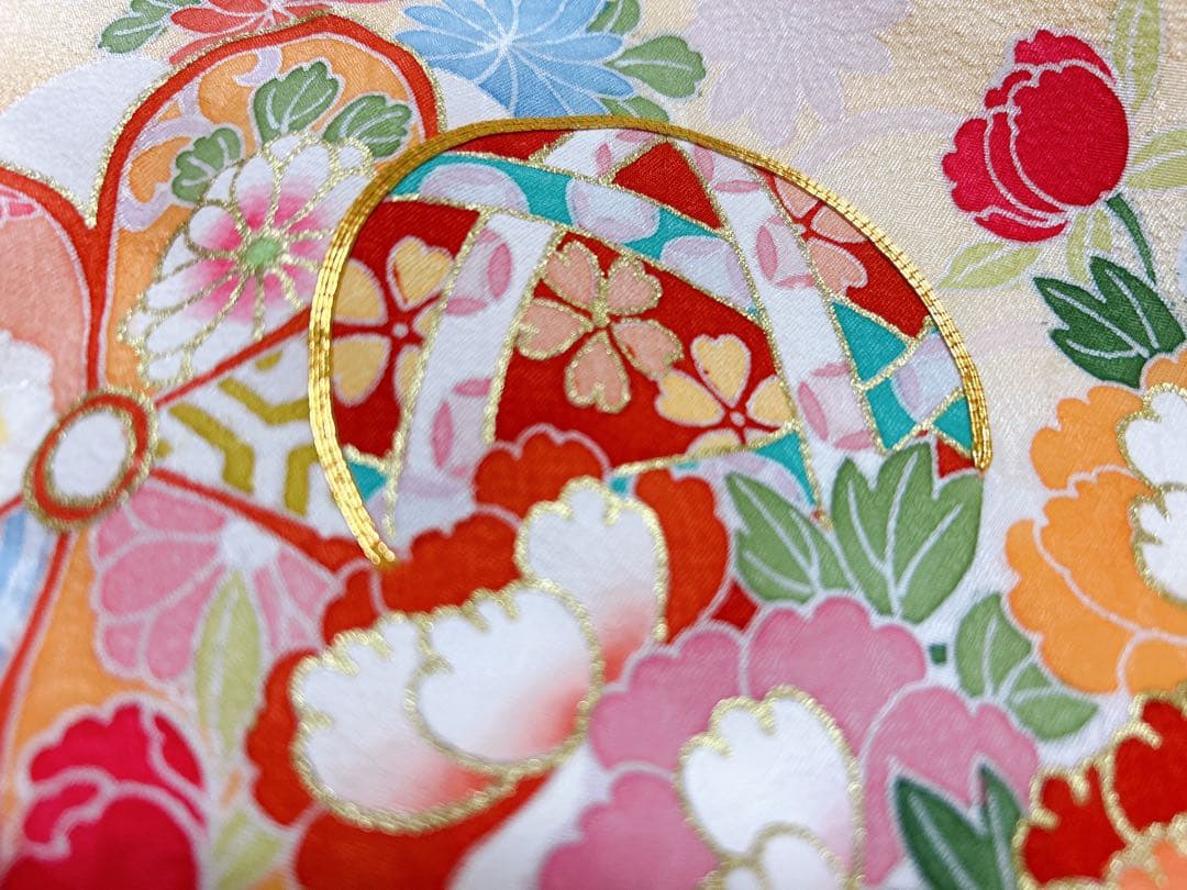 豪華正絹完全フルセット♡七五三　7歳　女の子　ピンク系　髪飾り　パール付帯締め