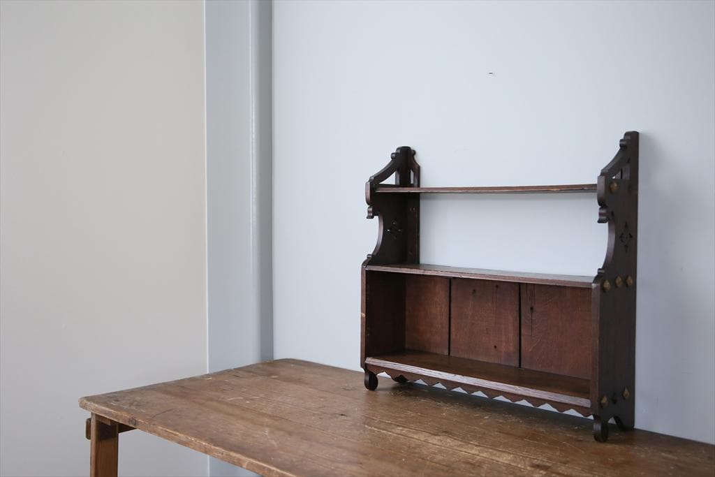 英国アンティーク木製ウォールシェルフ/飾り棚/キャビネット/ラック(89-212